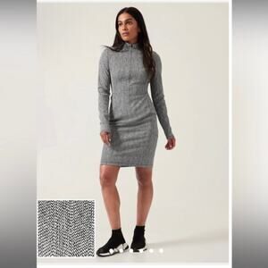 NEW Athleta Delancey Dress Sculpting Long Sleeve Black White Dress Plus Size 2X